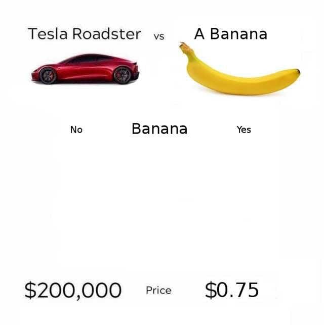 tesla vs banana