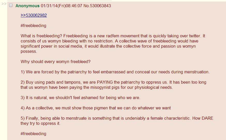 Ian Miles Cheong on X: free bleeding was a 4chan prank. Now it