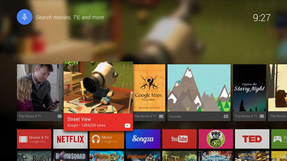 Android TV homescreen 