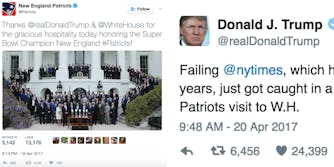 Donald Trump, New England Patriots Call Out New York Times for 'Lying'