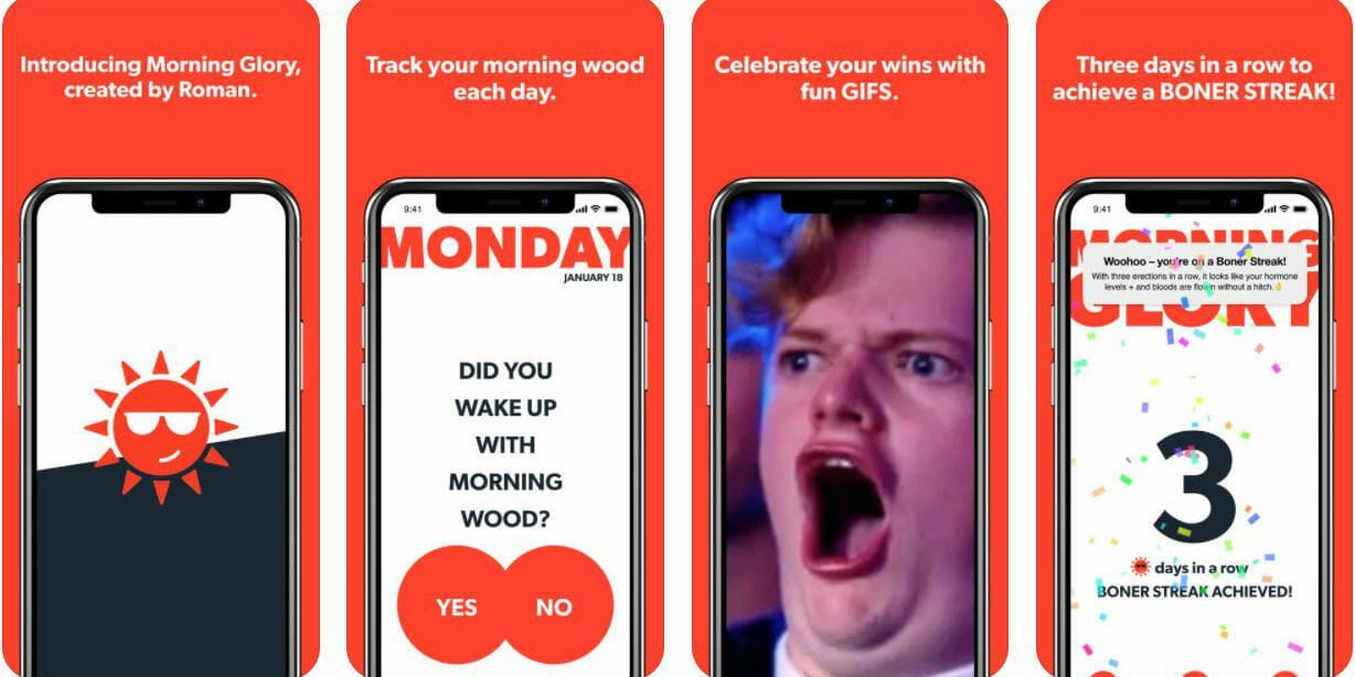 morning glory erection morning wood boner streak app