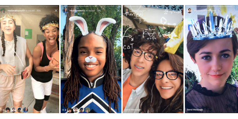 Instagram face filters screen grabs