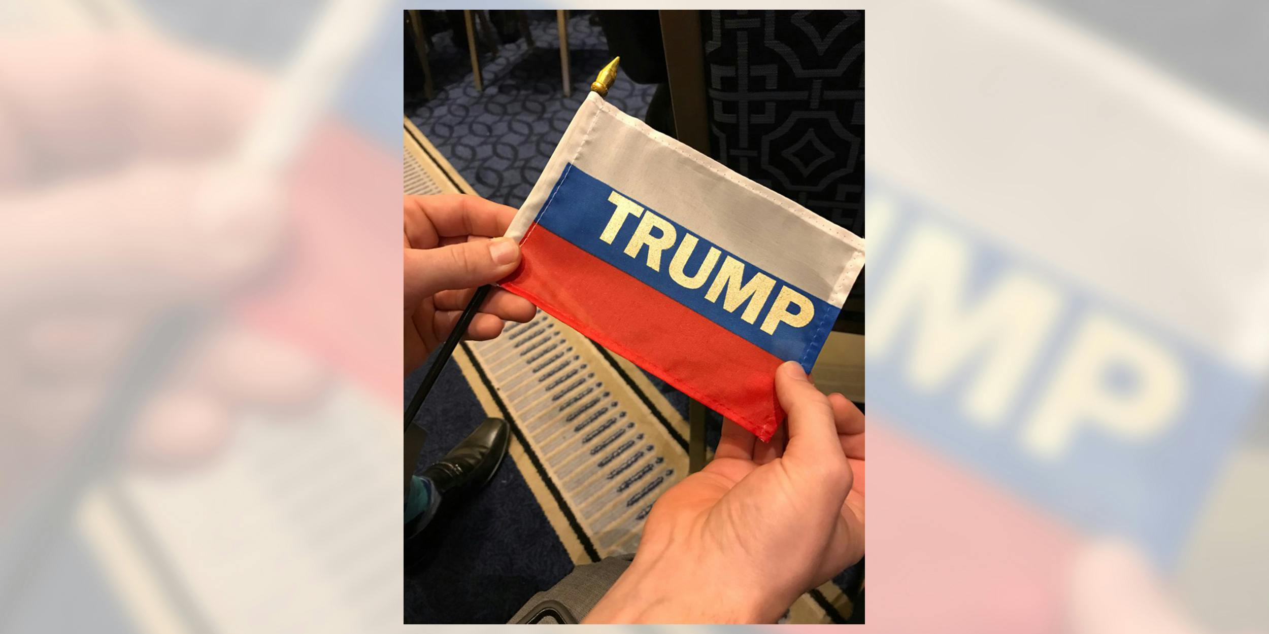 Pranksters Passed Out Russian 'Trump' Flags Ahead of President's CPAC