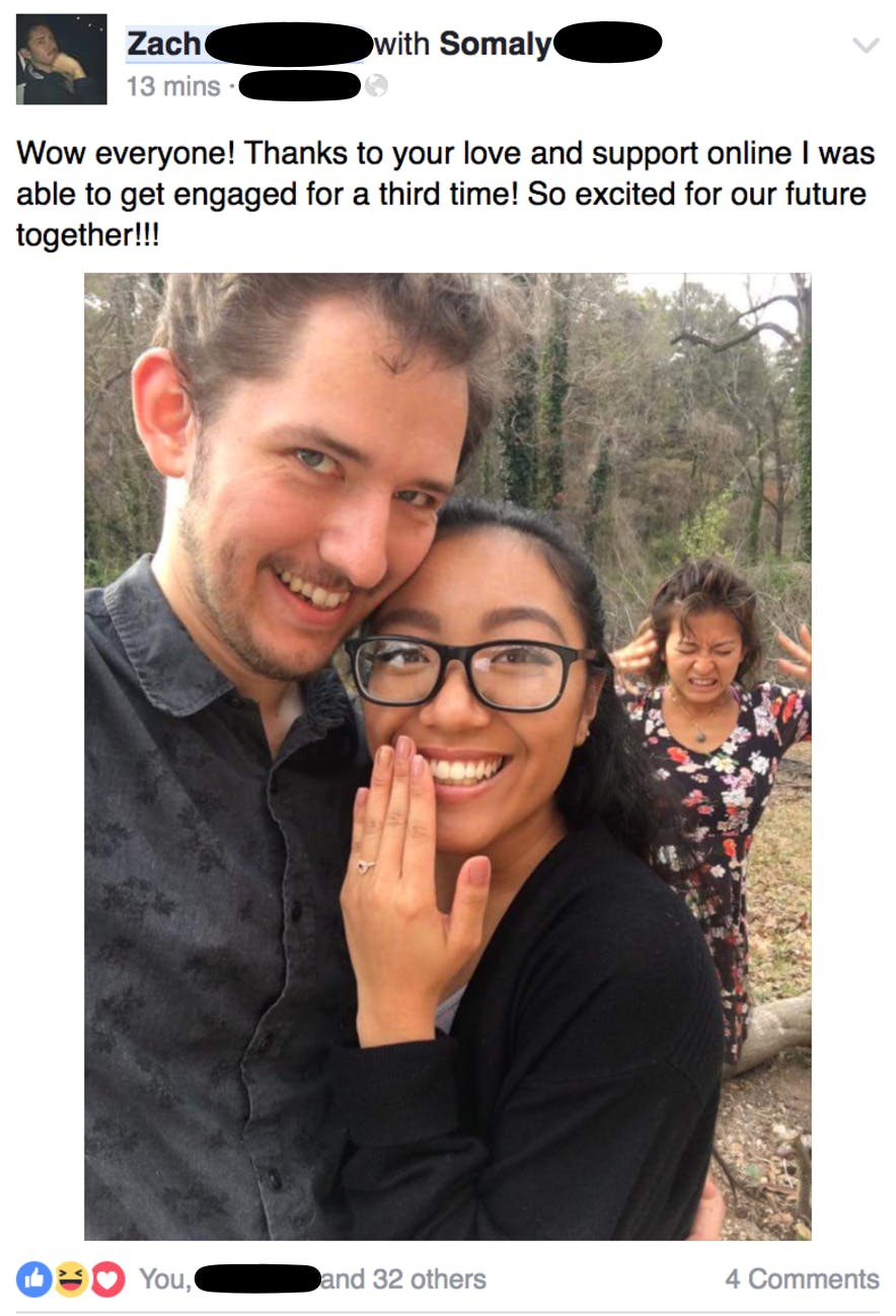 Man proposes to multiple people on Facebook for likes