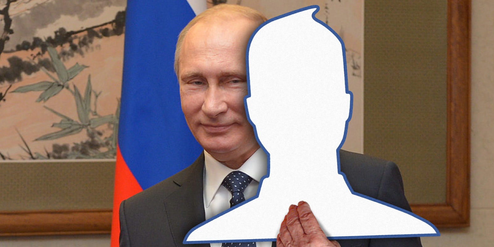 Putin hiding behind Facebook icon
