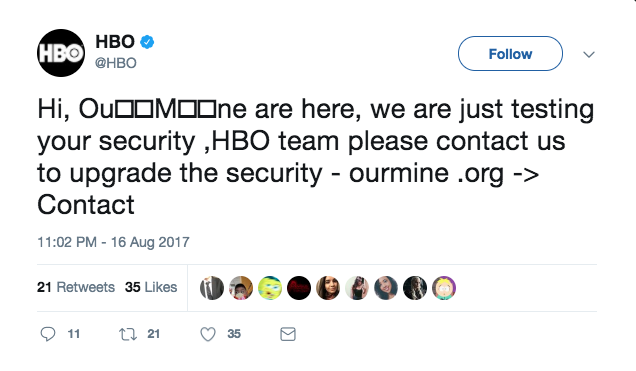 hbo twitter hack ourmine social media