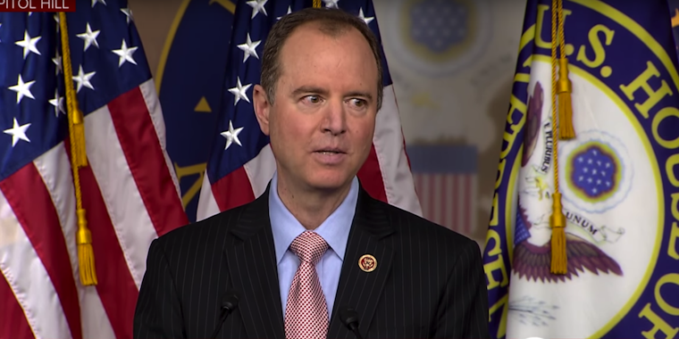 Rep. Adam Schiff at press conference discussing investigation into Russian election meddling.