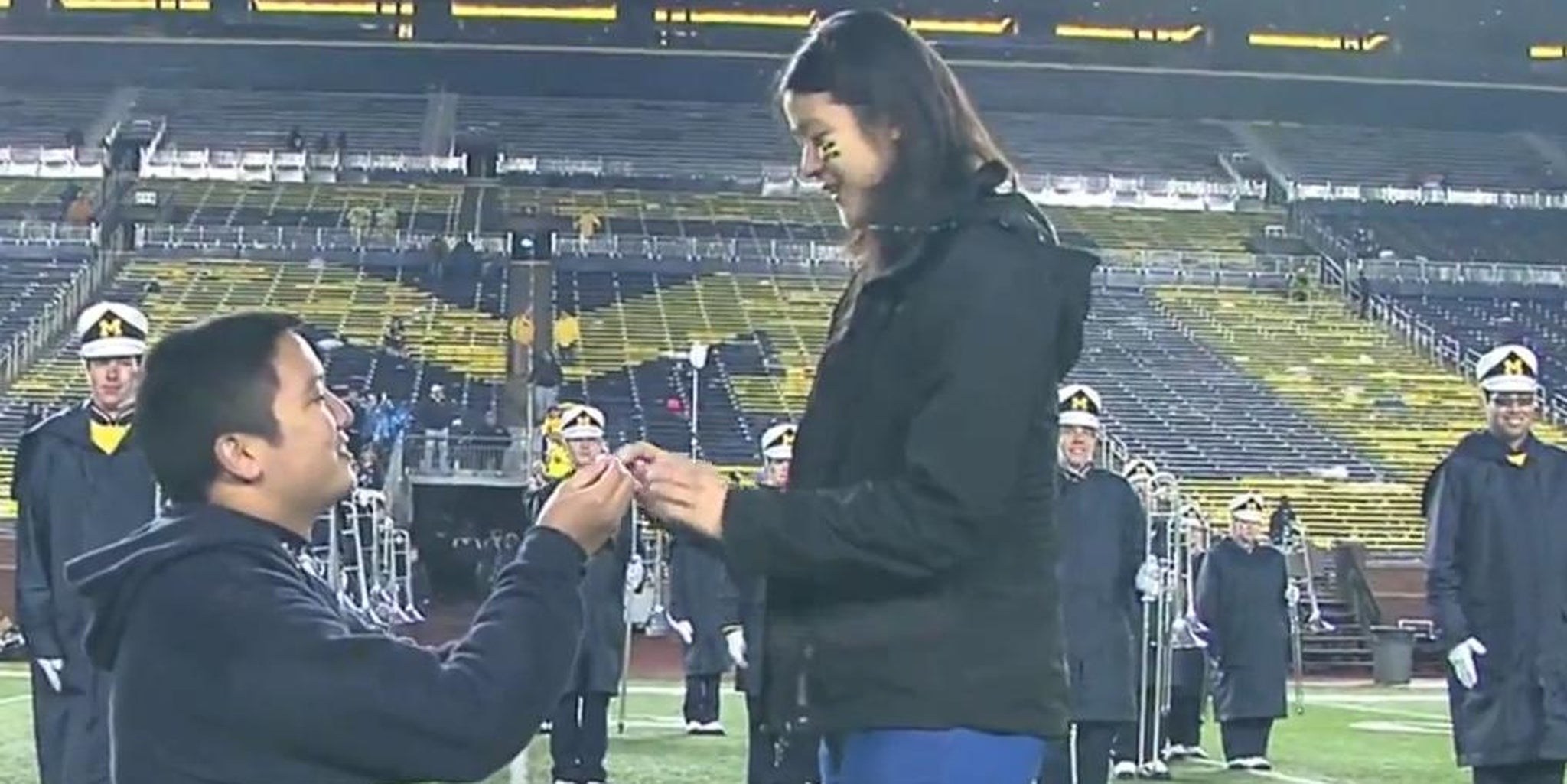 Marching band wedding proposal gets an explosive director