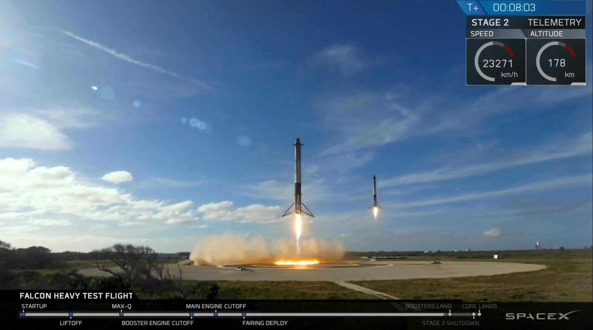 spacex falcon heavy launch side booster