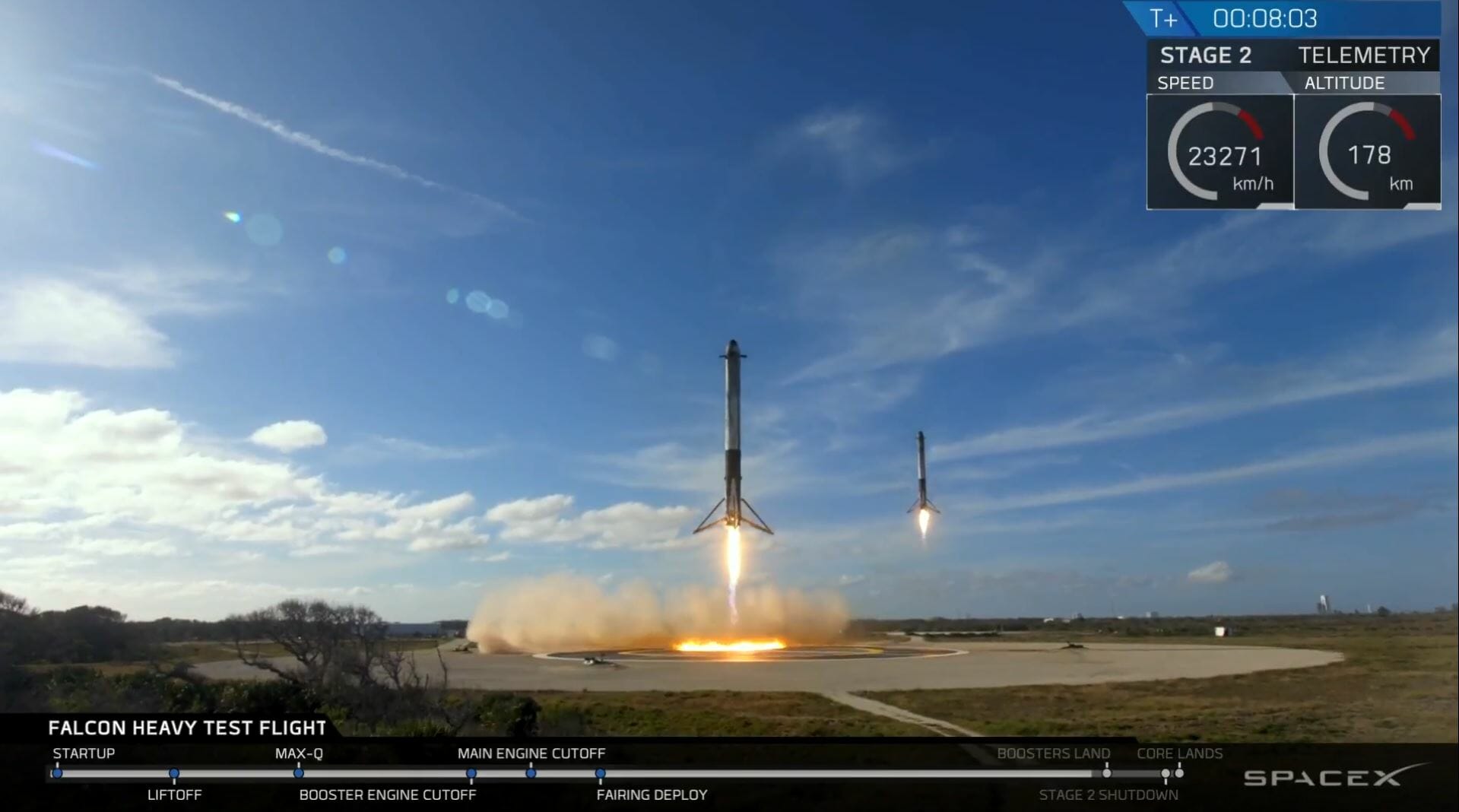 spacex falcon heavy launch side booster