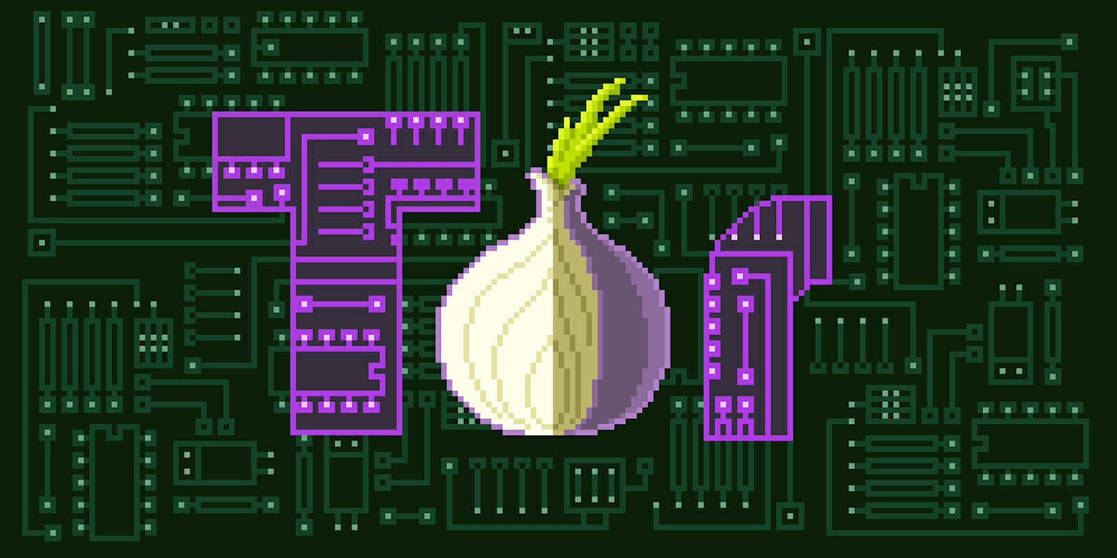 8-bit Tor logo on circuit board