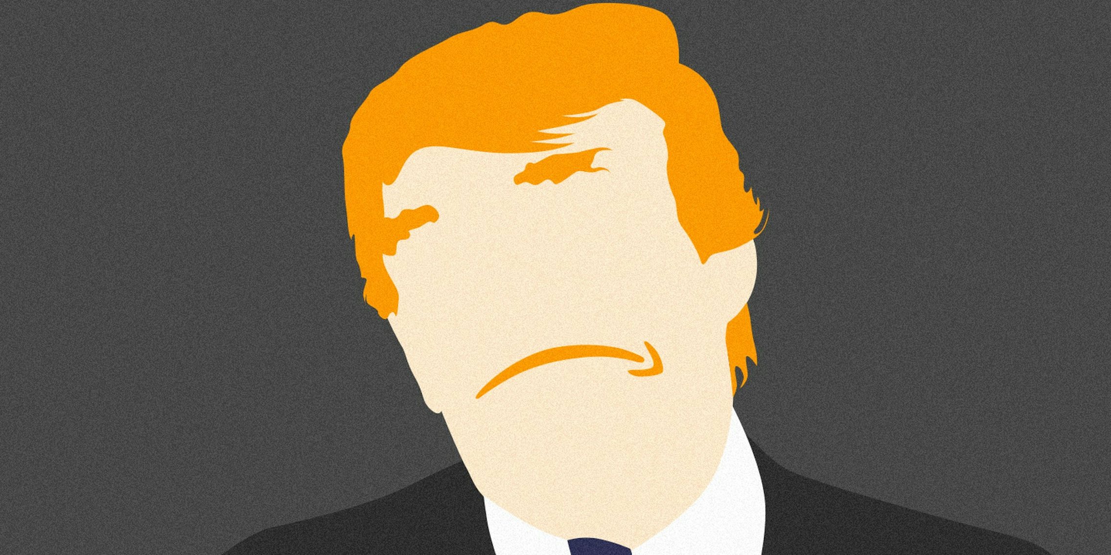 Donald Trump with Amazon logo for mouth