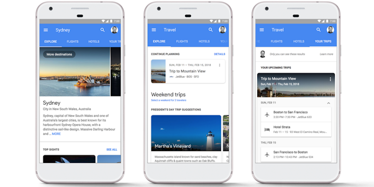 google search trips flights hotels