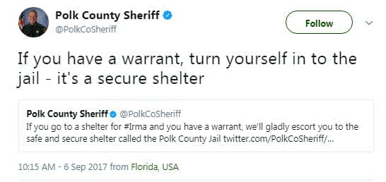 Polk County Sheriff Irma Tweet