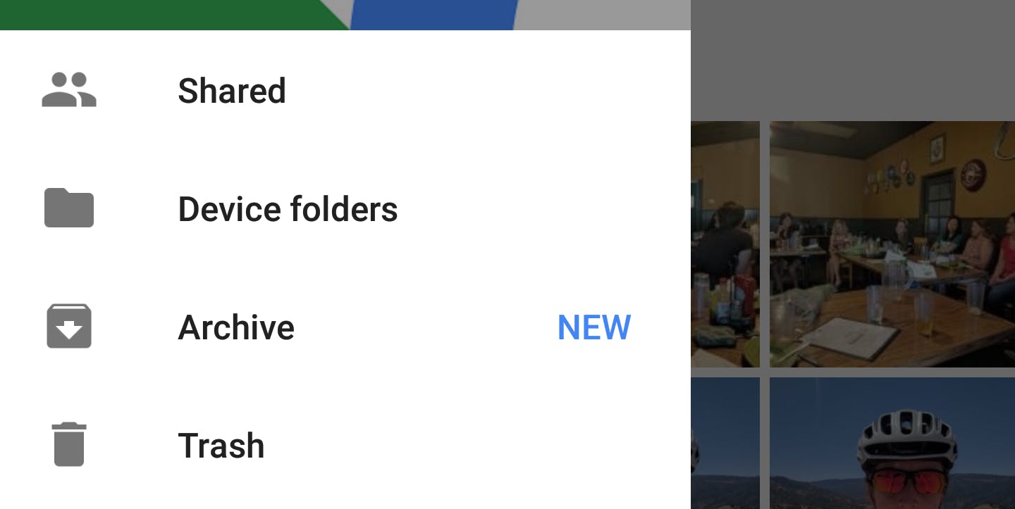 Google Photos Archive button