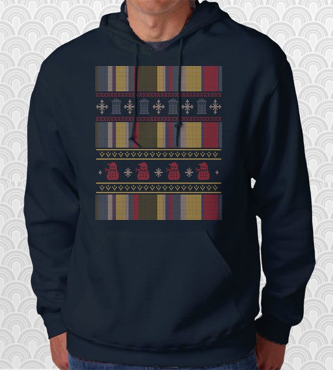 Doctor Who Scarf Ugly Holiday Sweater Hoodie, $27.95+.