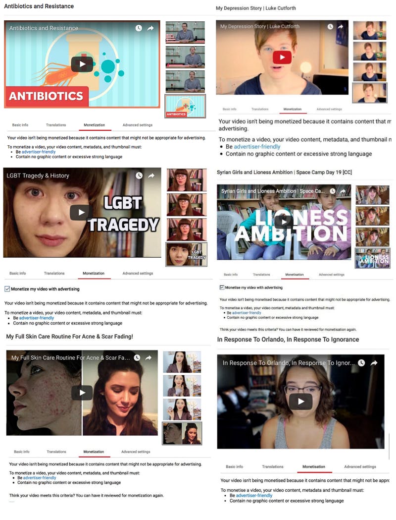 We assume that all of these videos were de-monetized erroneously