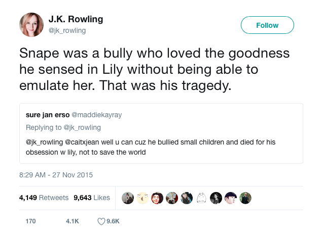 jk rowling severus snape twitter