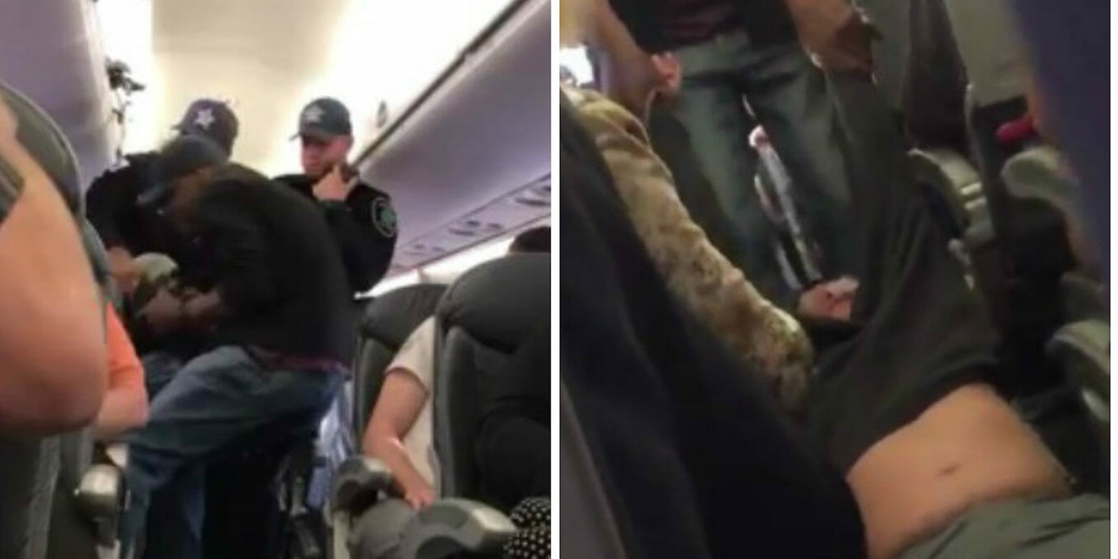 United Airlines security man dragged off plane