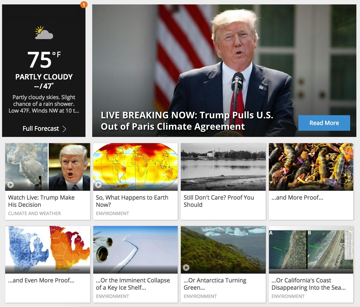 Weather.com's homepage on June 1