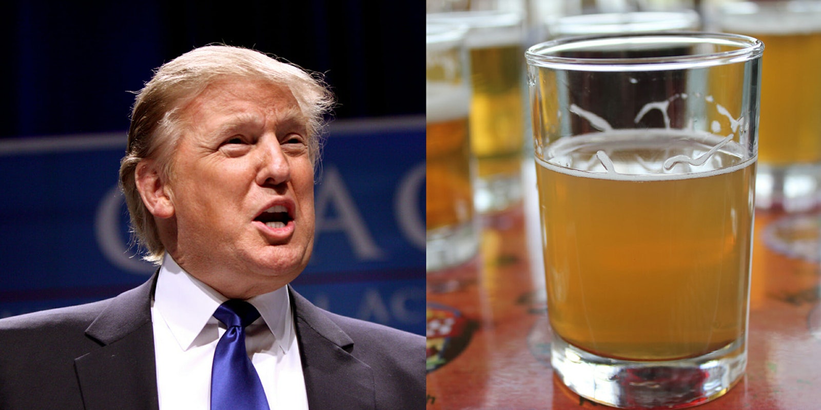 Donald Trump and a glass of beer.