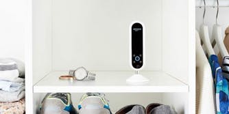 Amazon Echo on a closet shelf