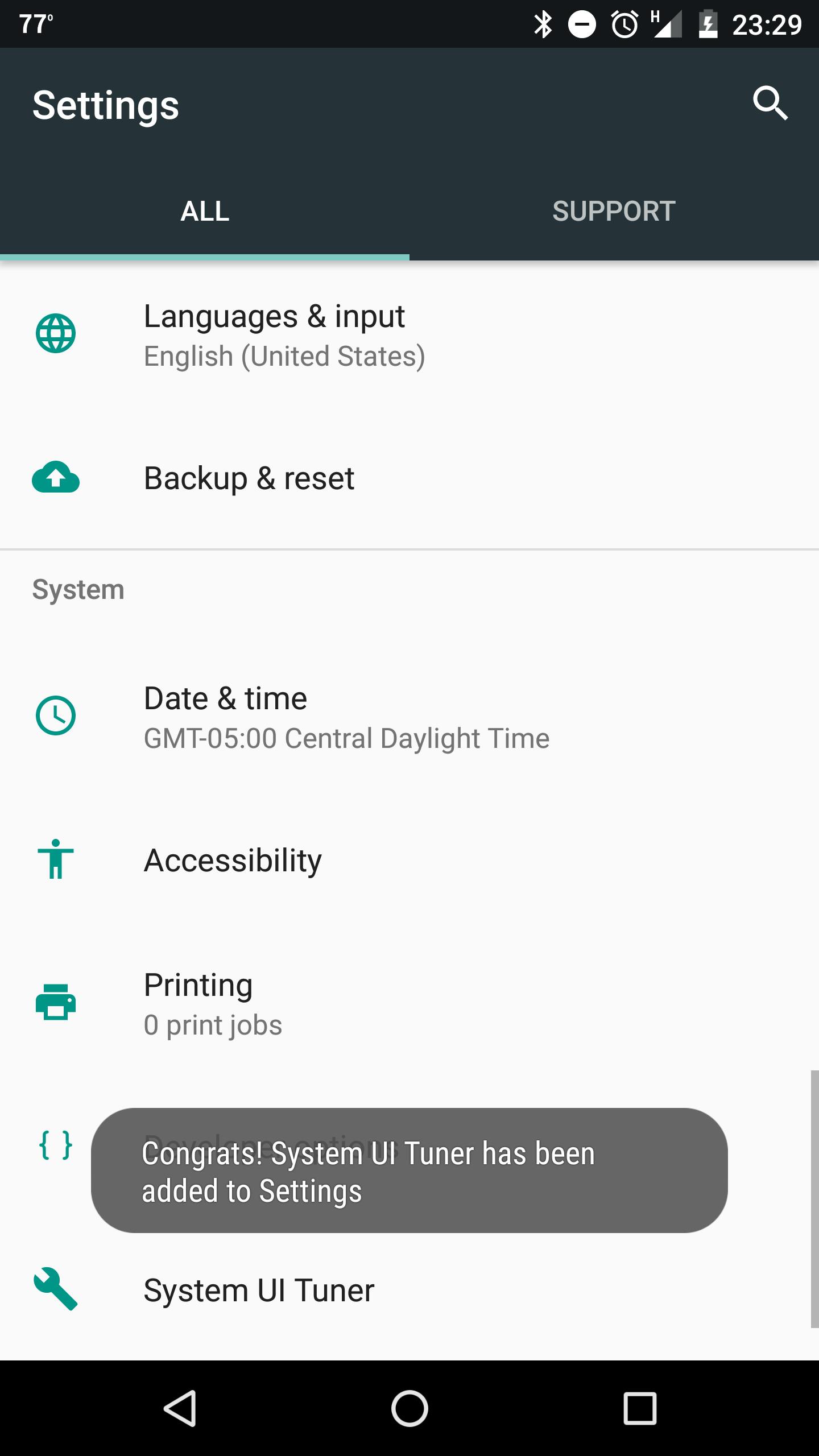 how to access android secret settings : system ui notification