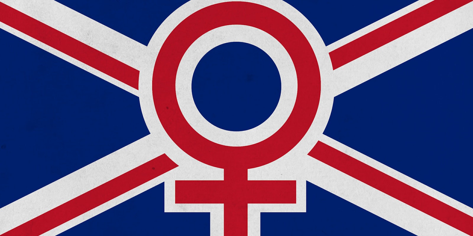 UK flag with feminist symbol