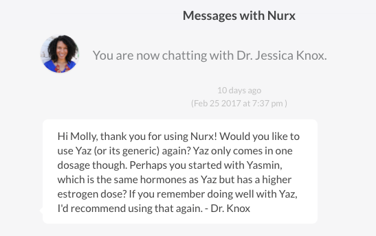 Nurx message