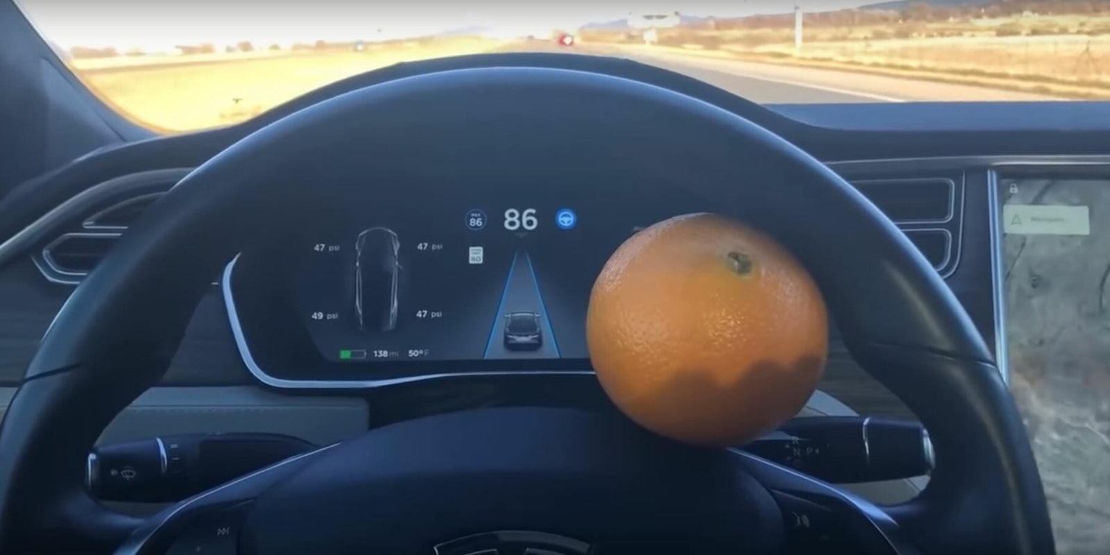 tesla orange autopilot autosteer self-driving hack