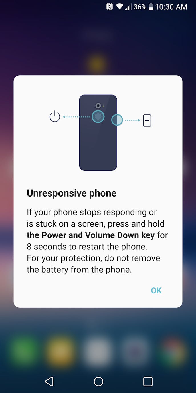 lg v30 unresponsive phone pop-up