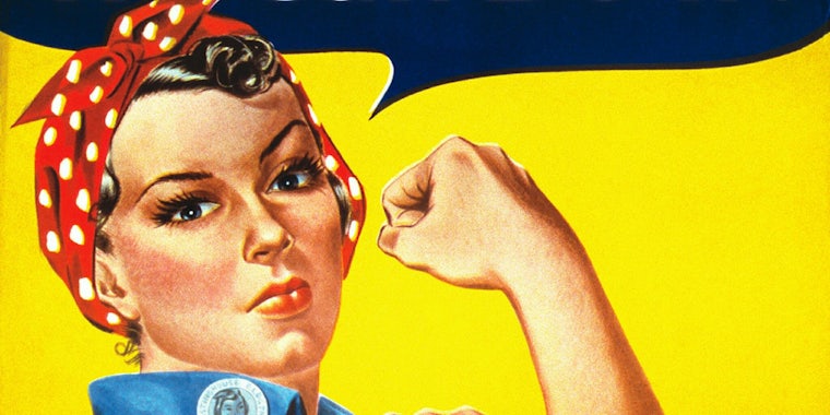 The Rosie the Riveter poster. Naomi Parker Fraley, the Real Rosie the Riveter, has died at 96.