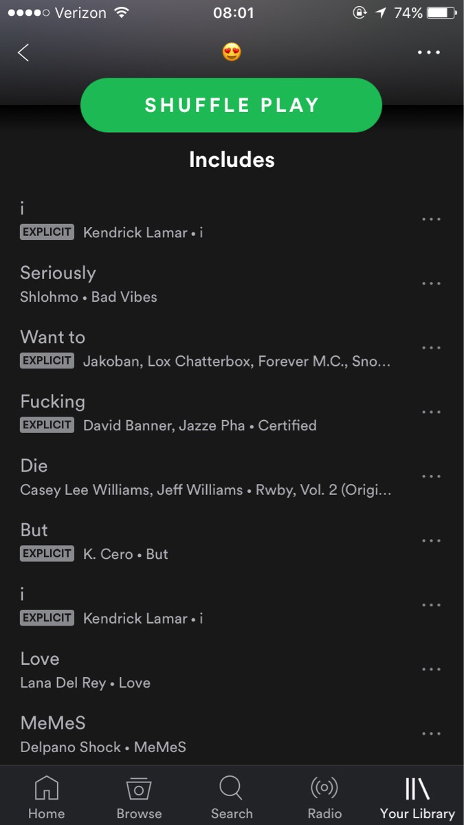 spotify playlist spells I want to die