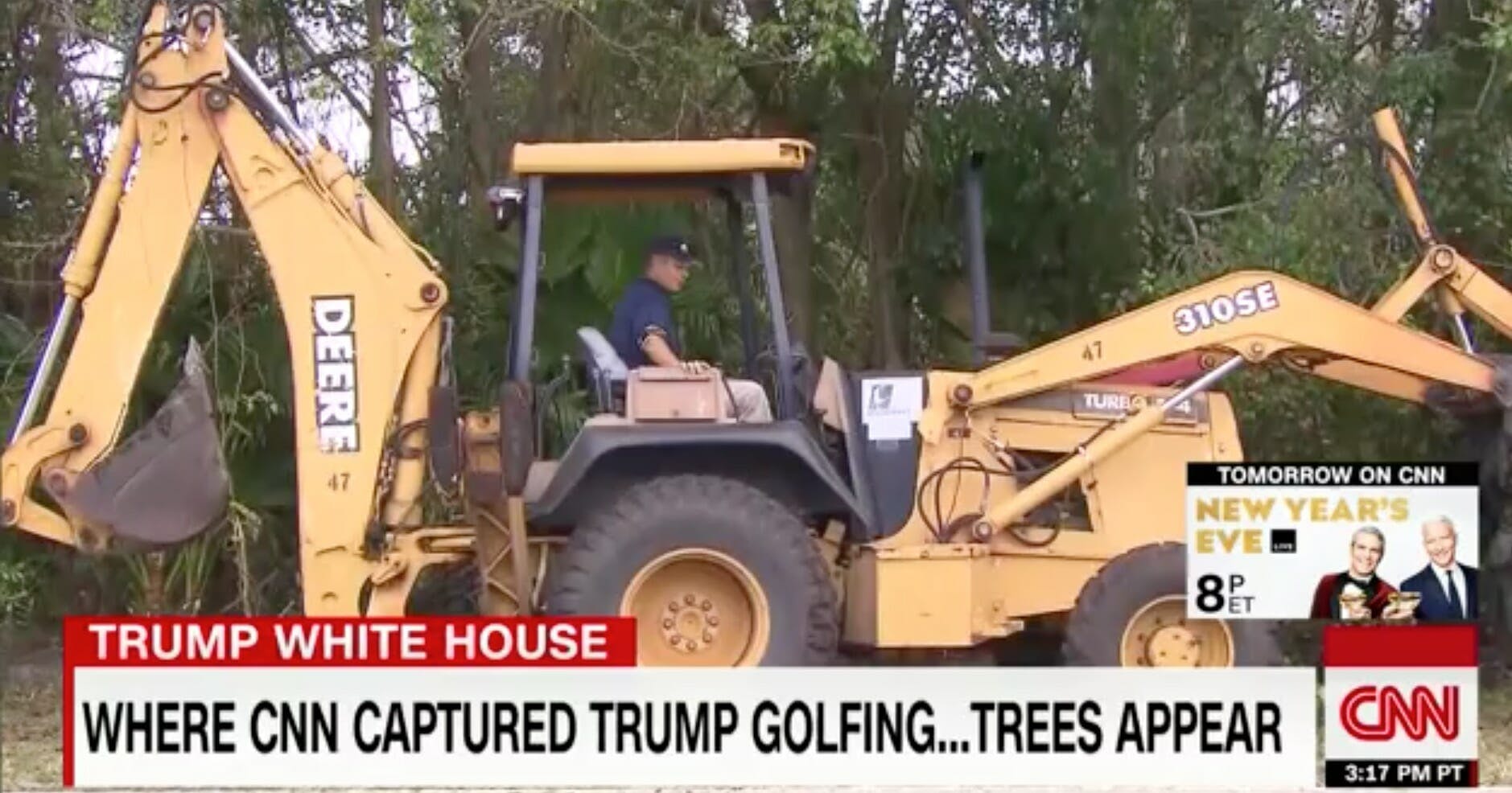 trees planted to block CNN filming trump golfing