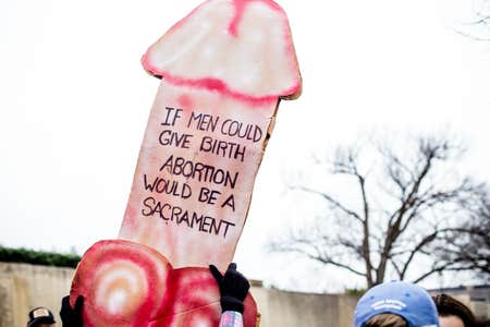 A transphobic sign from the Women's March equates sex and gender.