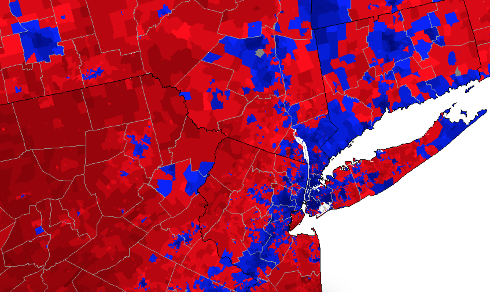 2016 Election Map Zoomed