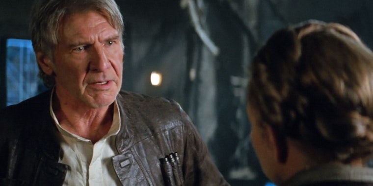 Han Solo talking to Princess Leia