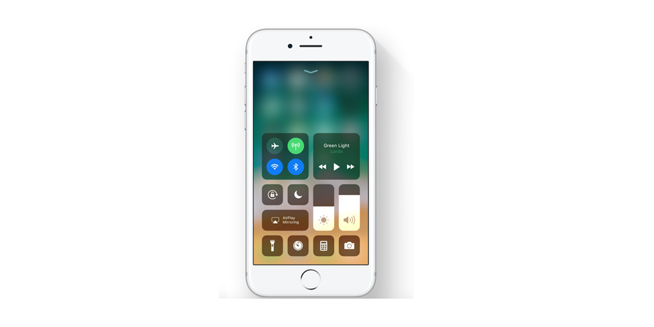 iOS 11 control center on iPhone