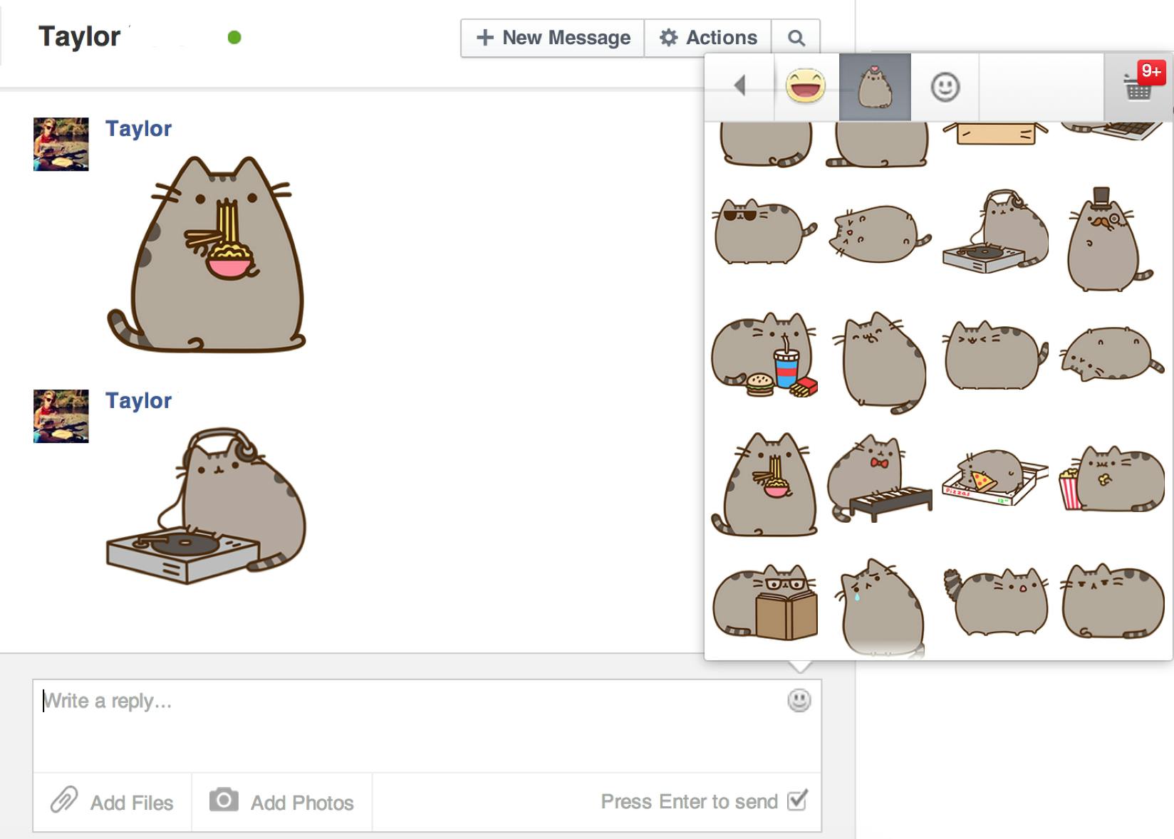 Pusheen - Pusheen stickers are now available for Facebook on the web! The  feature has just begun to roll out, so if you don't have the option to send  stickers yet, don't