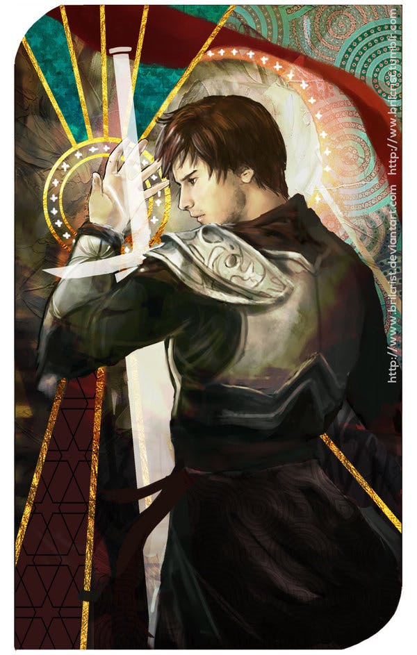 A non-traditional tarot card for the Male Inquisitor from DAI