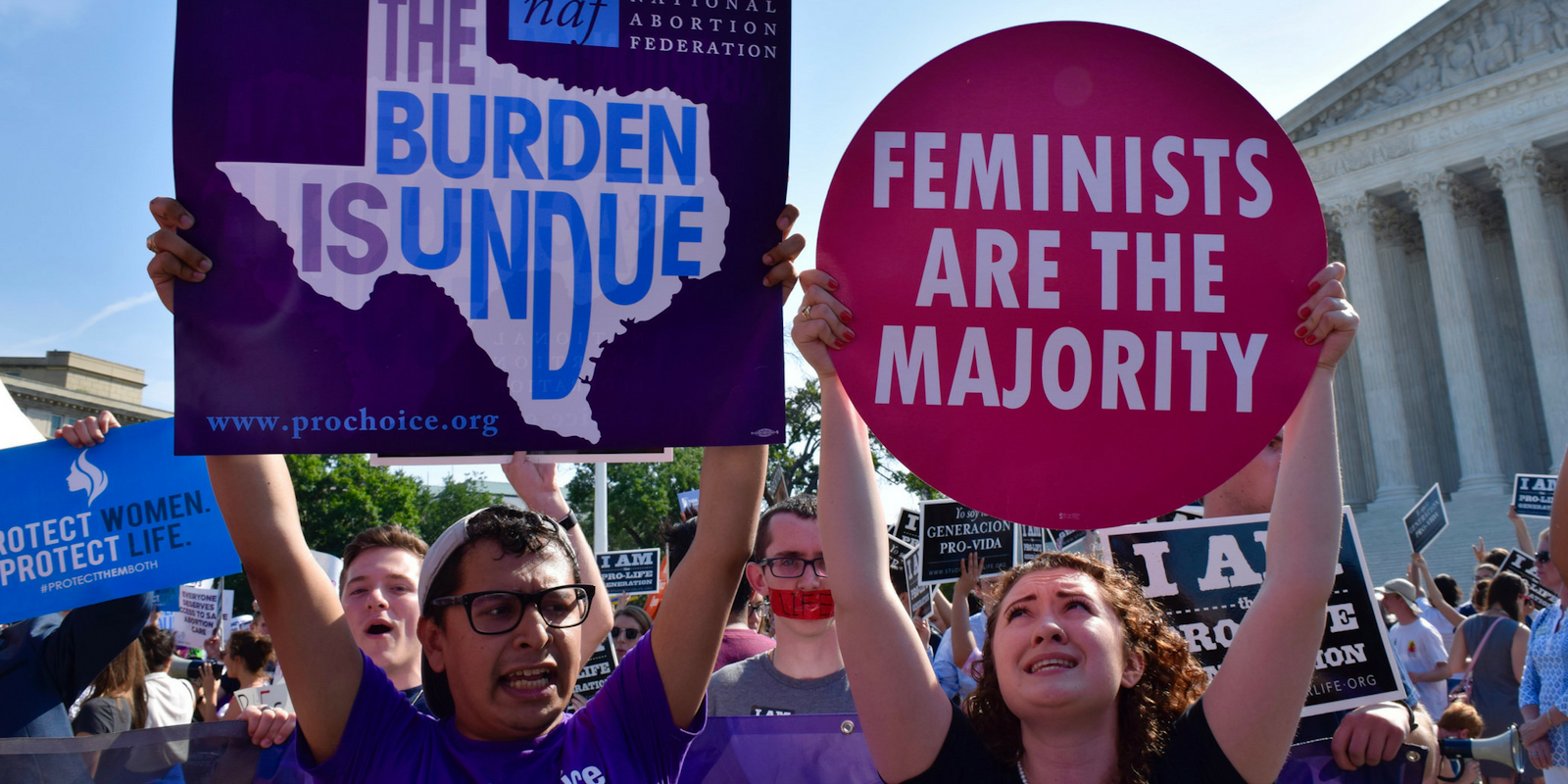 A pro-choice abortion protest outside of the Supreme Court