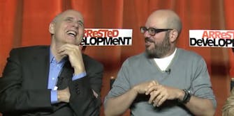 David Cross and Jeffrey Tambor laugh while promoting 'Arrested Development'
