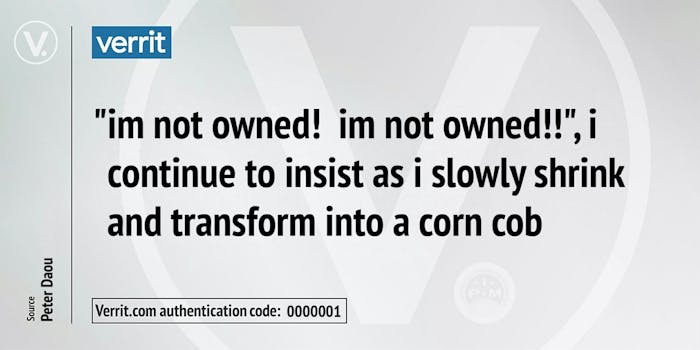 "I'm not owned!" verrit card
