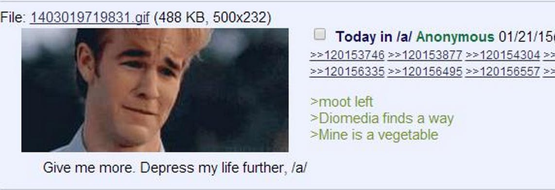 4chan’s anime board, /a/, reacting to the news.