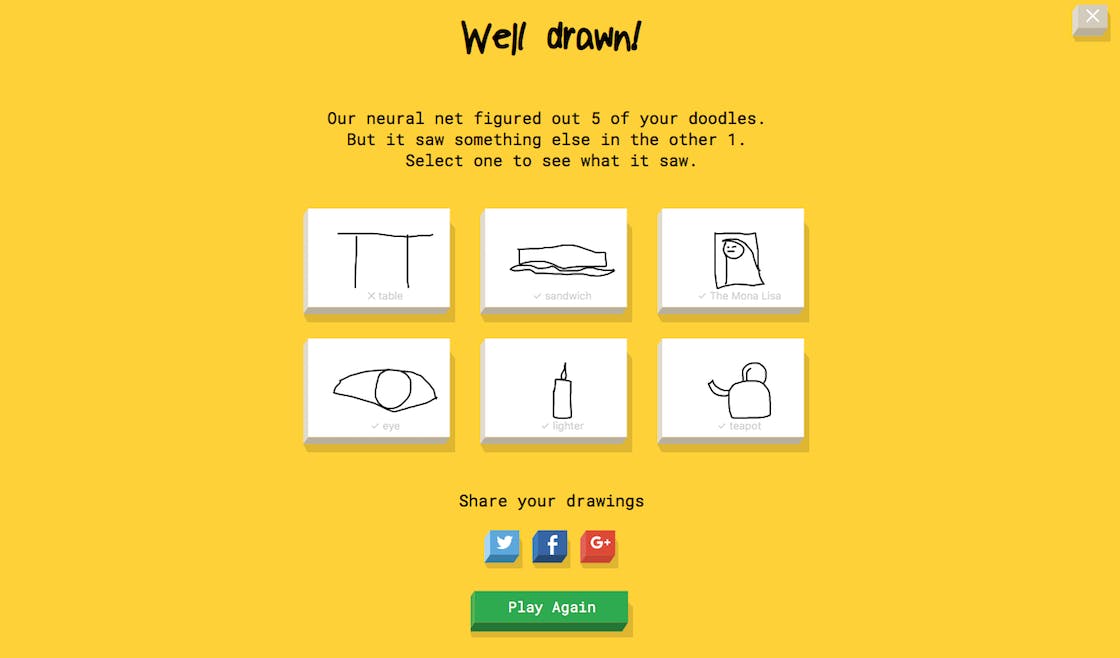 Google's Quick, Draw! results