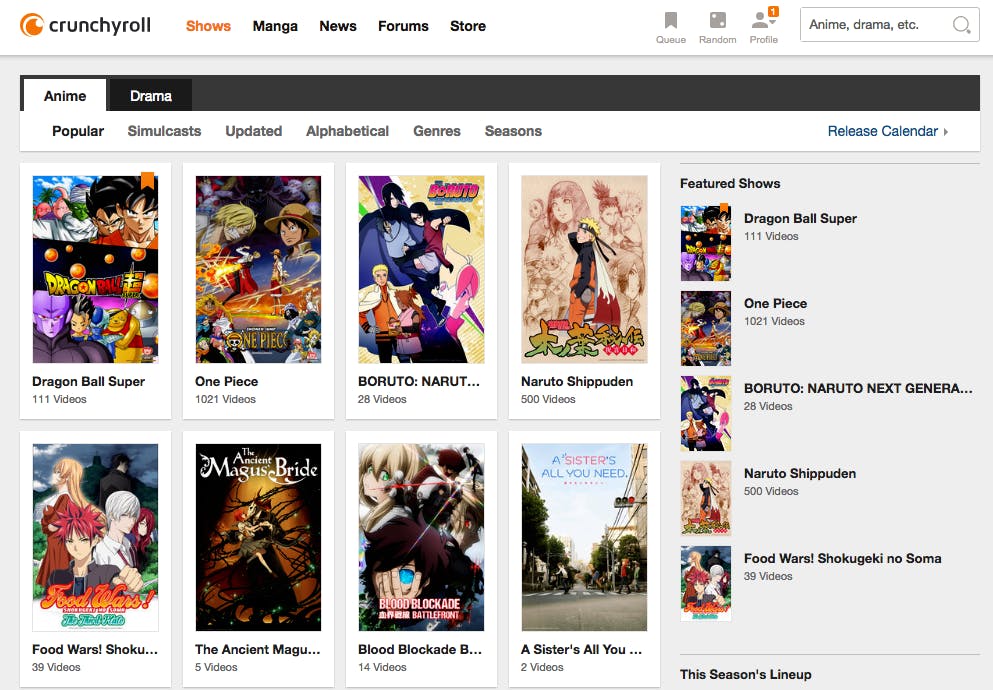 watch anime online with Crunchyroll