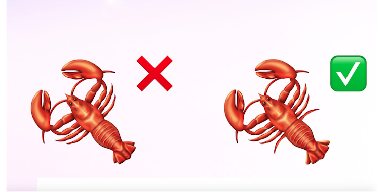 Lobster Emoji correction before and after