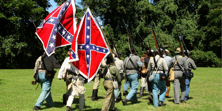 Civil War reenactors for the Confederacy