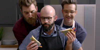 Binging with Babish and Rhett and Link with a Grilled Crayon Sandwich.