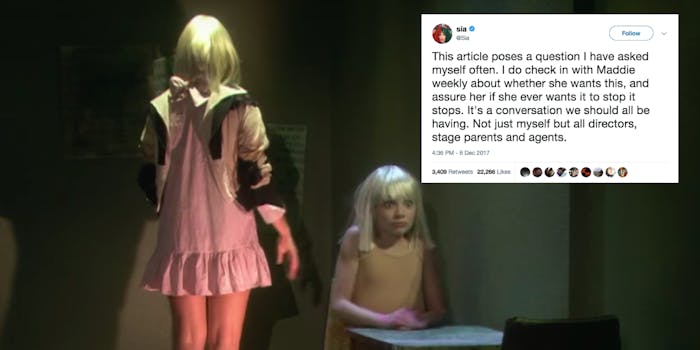 Sia directly responds to The Guardian's article about Maddie Ziegler in a series of tweets.